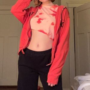 Topshop asymmetrical pink and red tie dye crop top💓❤️